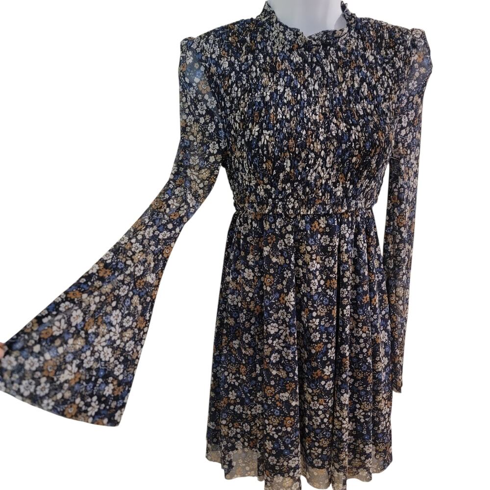 Altar'd State Floral Smocked Dress Small Boho Western Bell Sleeve Cottagecore - Picture 1 of 12